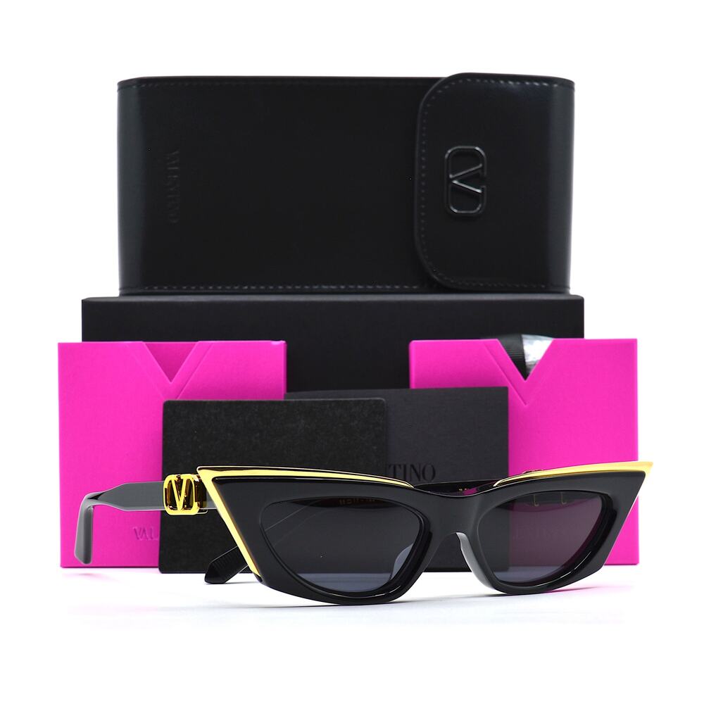 NEW Valentino V Goldcut I VLS113 Black Gold Cat Eye Sunglasses 100% Authentic - Picture 7 of 16